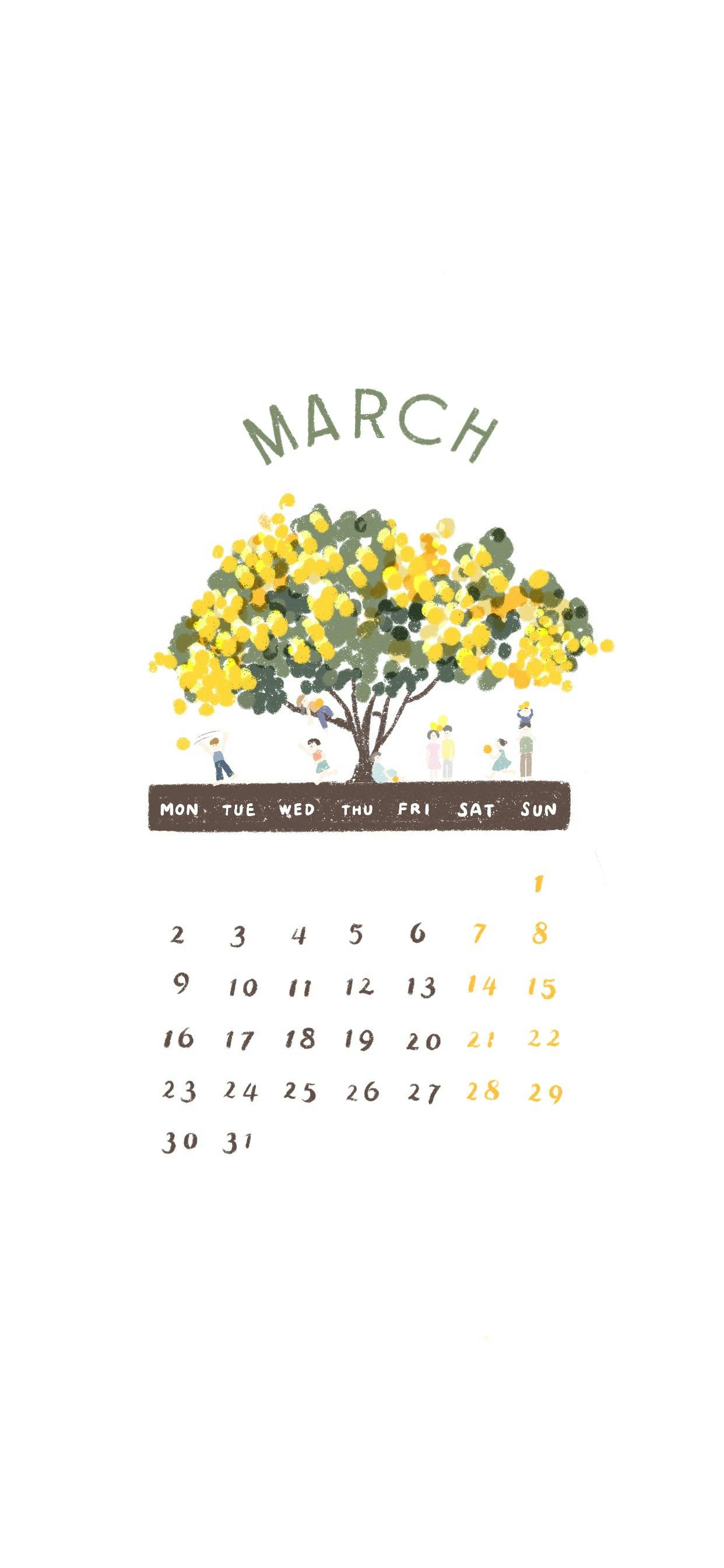 3月壁紙カレンダー